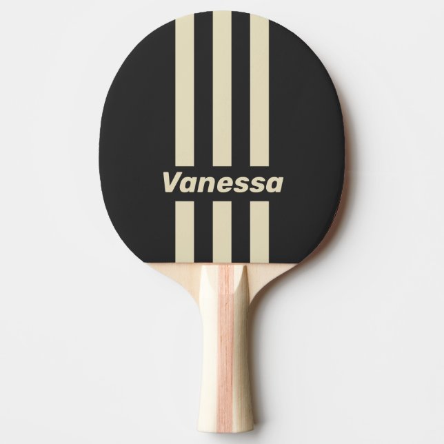 Raquette De Ping Pong Rétro Charbon Trois Bandes avec Nom (Devant)