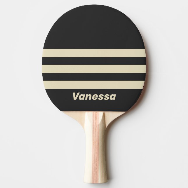 Raquette De Ping Pong Retro Charcoal Three Across Striping with Name (Devant)