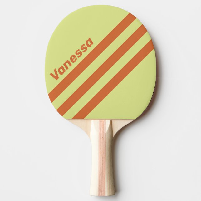 Raquette De Ping Pong Retro Desert Cactus Three Angled Stripe with Name (Devant)