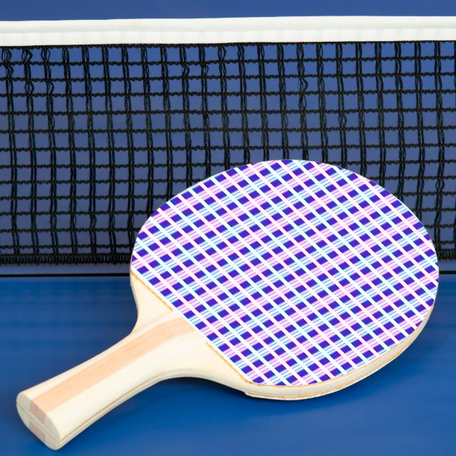Raquette De Ping Pong rétro électrique rayé bleu & violet (Insitu)