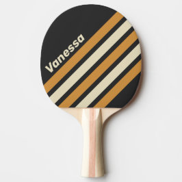 Raquette De Ping Pong Retro Golden Horizon Angled Striping with Name