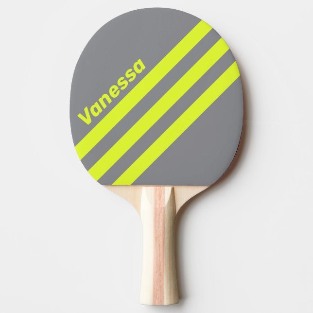Raquette De Ping Pong Retro HI VIS Three Angled Striping with Name (Devant)