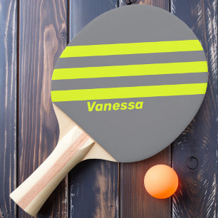 Raquette De Ping Pong Rétro HI VIS Trois Bandes avec Nom
