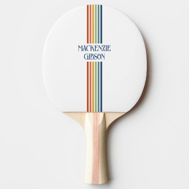 Raquette De Ping Pong Retro Monogrammed Minimalist Stripes (Devant)