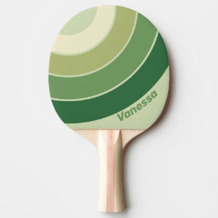 Raquette De Ping Pong Rétro Moss Arc-en-ciel à rayures avec nom