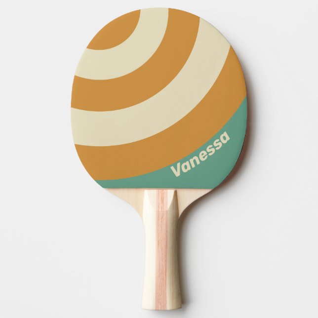 Raquette De Ping Pong Retro Moss Circle Stripe with Name (Devant)