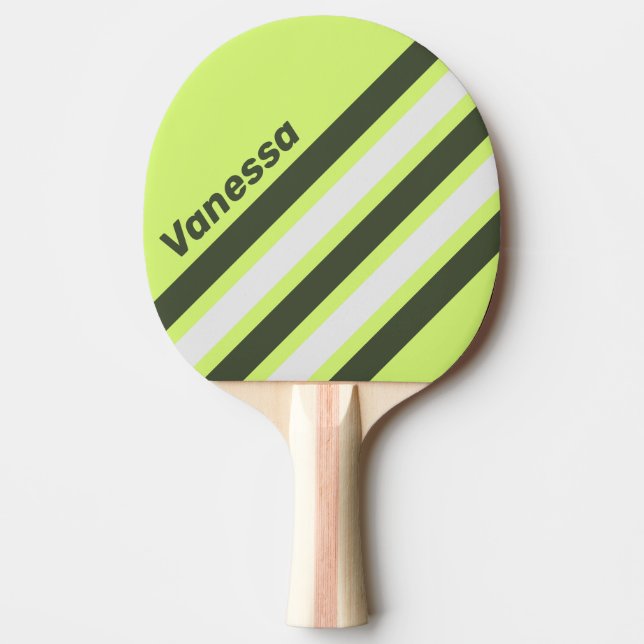 Raquette De Ping Pong Retro Moss Fade Angled Striping with Name (Devant)