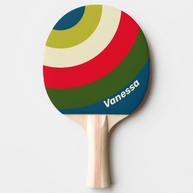 Raquette De Ping Pong Retro Rugby Circle Stripe with Name (Devant)