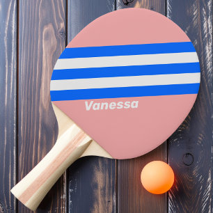 Raquette De Ping Pong Rétro Sea Kiss Rayures avec Nom