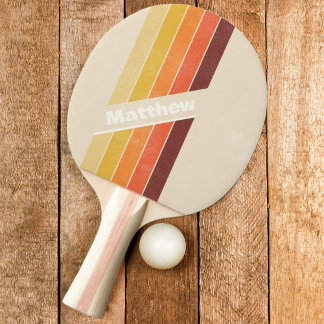 Raquette De Ping Pong Retro serré rayé avec nom
