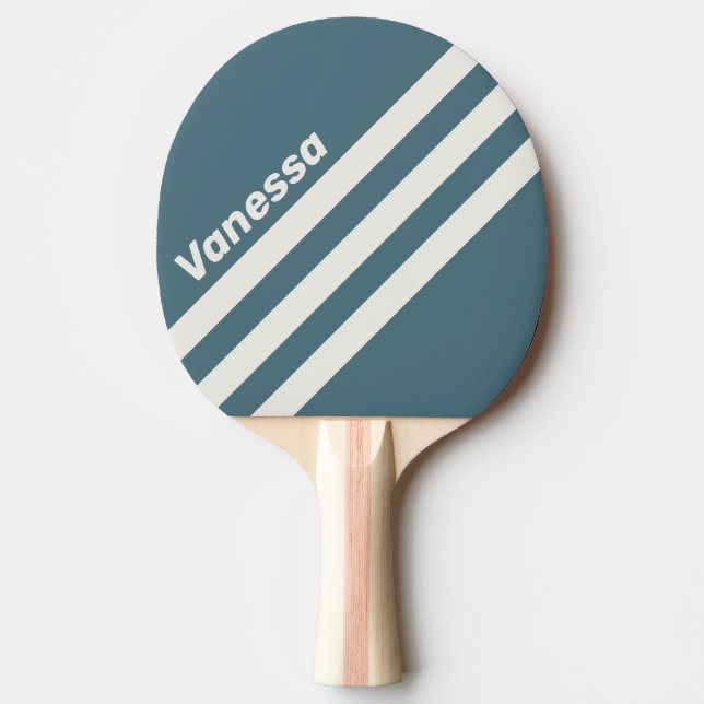 Raquette De Ping Pong Retro Slate Gray Three Angled Striping with Name (Devant)