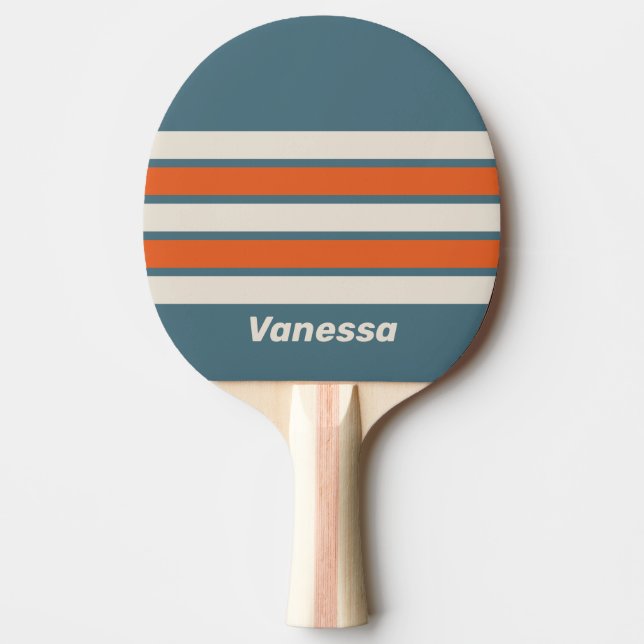 Raquette De Ping Pong Retro Surfside Across Striping with Name (Devant)