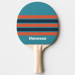 Raquette De Ping Pong Retro Teal Splash Across Striping with Name