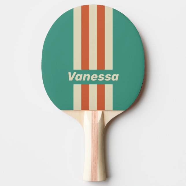 Raquette De Ping Pong Retro Timeless Pin Stripes with Name (Devant)