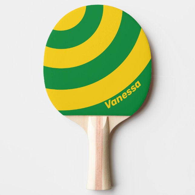Raquette De Ping Pong Retro Tropical Palm Three Circle Stripe with Name (Devant)