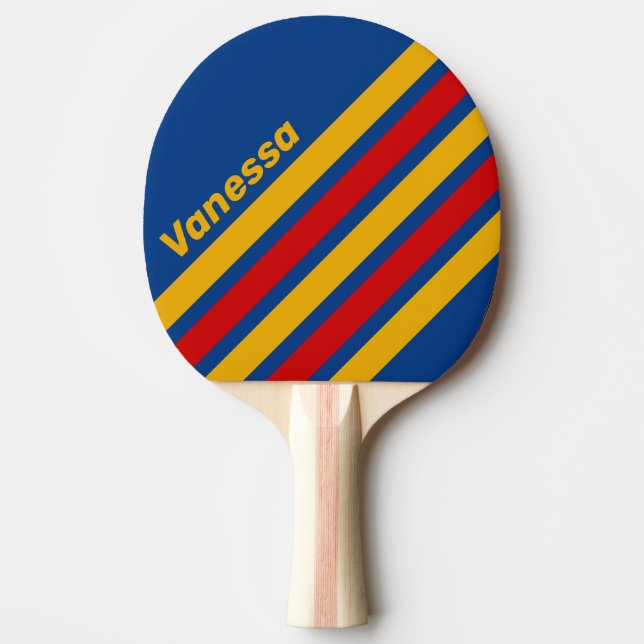 Raquette De Ping Pong Retro Warmhearted Angled Striping with Name (Devant)