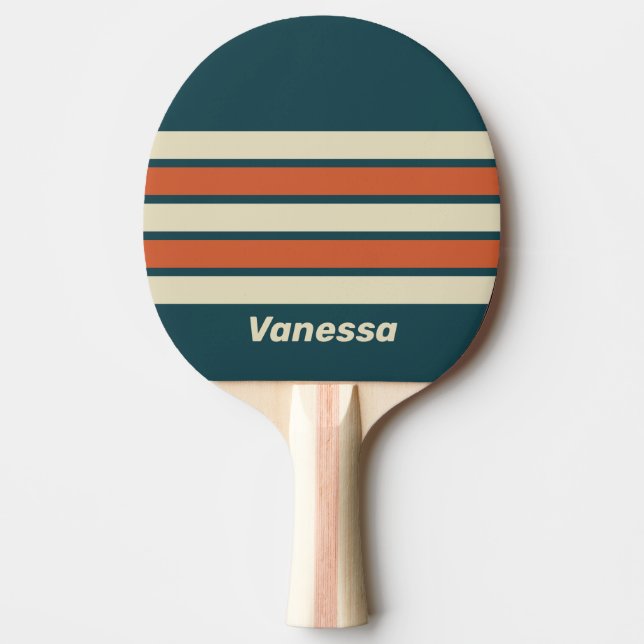 Raquette De Ping Pong Retro Wave Across Striping with Name (Devant)