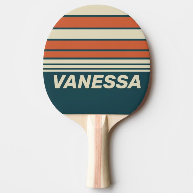 Raquette De Ping Pong Retro Wave Horizon Striping with Name (Devant)