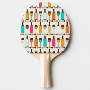 Raquette De Ping Pong Rétros bouteilles et verres de vin
