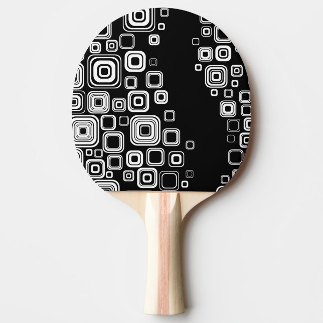 Raquette De Ping Pong Rétros carrés noirs et blancs (Devant)