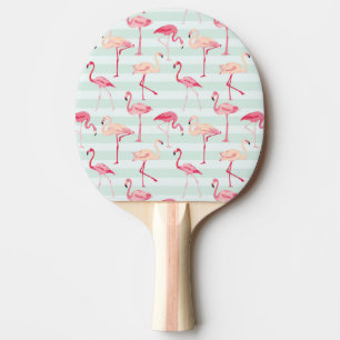 Raquette De Ping Pong Rétros Flamants roses sur les rayures en bon éta