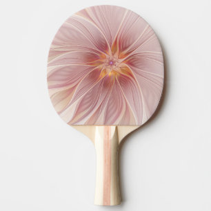 Raquette De Ping Pong Rêve floral rose doux Fleur d'art fractal Abstrait