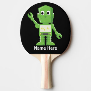 Raquette De Ping Pong Robot vert et jaune