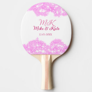 Raquette De Ping Pong rose ajouter nom de couple date monogramme parties