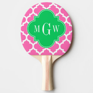 Raquette De Ping Pong Rose chaud avec marocain #5 Emerald 3 Monogramme i