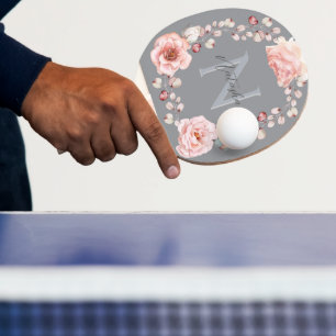Raquette De Ping Pong Rose d'aquarelle Wreath personnalisée Gray