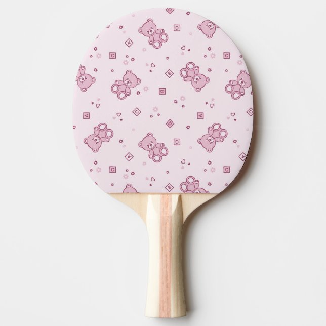 Raquette De Ping Pong Rose d'arrière - plan de nounours (Devant)