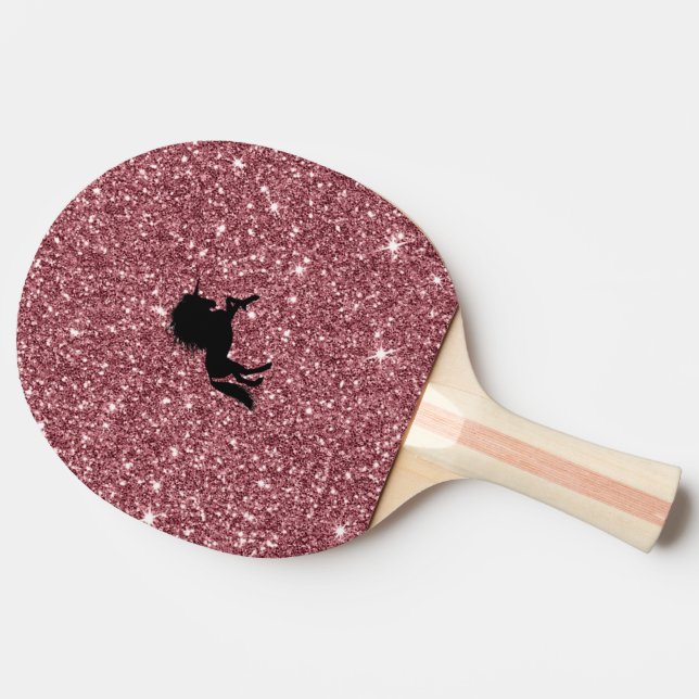 Raquette De Ping Pong rose de scintillement de licorne (Côté)