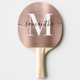 Raquette De Ping Pong Rose Gold Foil Signature Monogramme moderne Photo