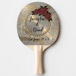 Raquette De Ping Pong Rose romantique Mariage de plume de