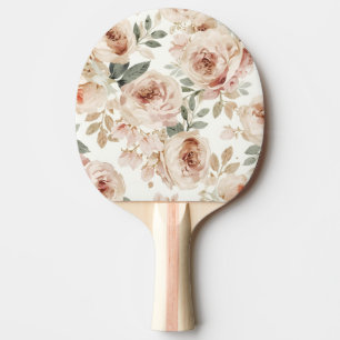 Raquette De Ping Pong Roses roses tendres aquarelle impression florale b