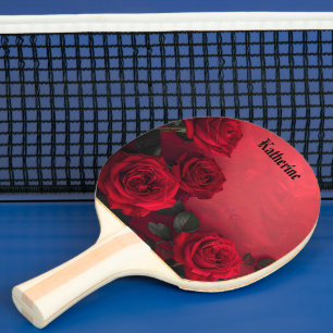 Raquette De Ping Pong Roses Rouges Vintage Nom Personnalisé