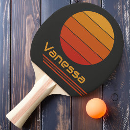 Raquette De Ping Pong Rotation rétrograde coucher du soleil de minuit