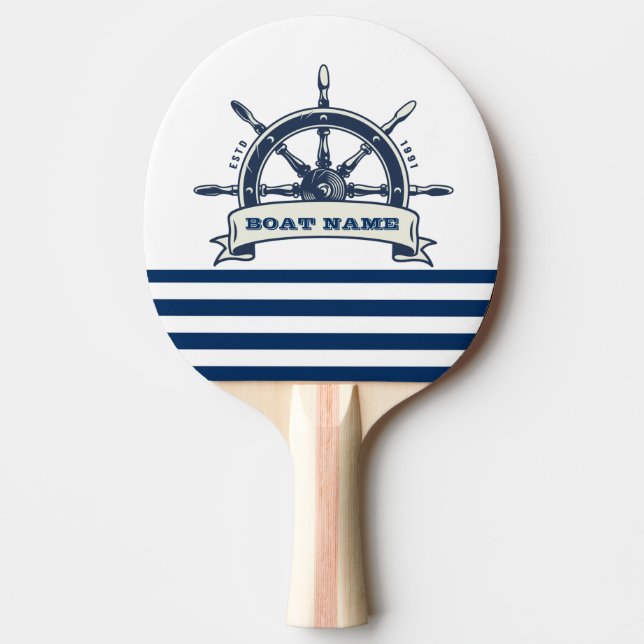 Raquette De Ping Pong Roue nautique, Bleu Bleu Bleu Blancs (Devant)