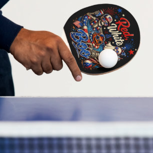 Raquette De Ping Pong Rouge Blanc Et Boo Patriotique 4 Juillet