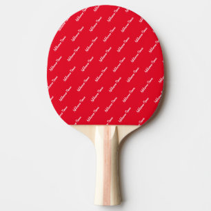 Raquette De Ping Pong Rouge couleur solide moderne blanc de base Monogra