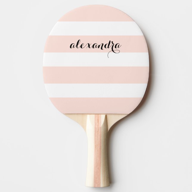 Raquette De Ping Pong Rougissent les rayures roses et blanches (Devant)