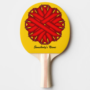 Raquette De Ping Pong Ruban de fleurs rouges par Kenneth Yoncich