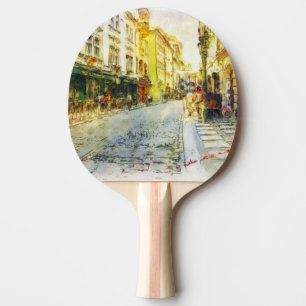 Raquette De Ping Pong Rues de vieille aquarelle de Prague