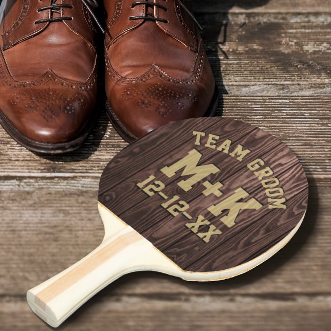 Raquette De Ping Pong Rustic Team Groom Mariage Ping Pong Paddle (Créateur téléchargé)