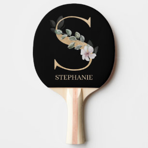 Raquette De Ping Pong S Monogramme Floral Personnalisé