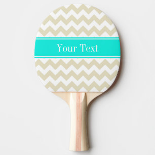Raquette De Ping Pong Sable Beige Blanc Chevron clair Aqua Nom Monogramm