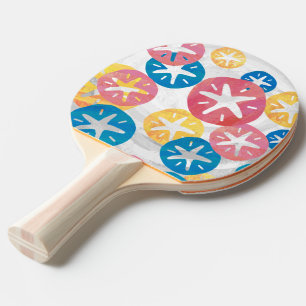 Raquette De Ping Pong Sable Dollar Jaune Rouge Bleu Motif