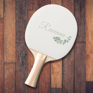 Raquette De Ping Pong Sauge Eucalyptus en Ivoire Élégant Nom Personnalis