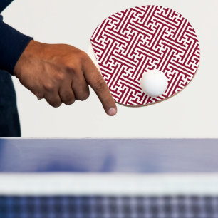 Raquette De Ping Pong Sayagata motif, japonais, bourgogne et blanc
