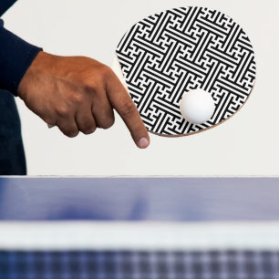 Raquette De Ping Pong Sayagata motif, japonais, noir et blanc